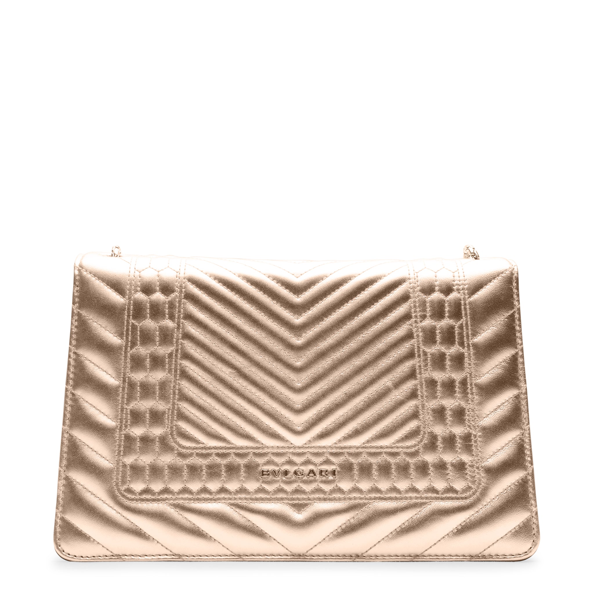 Back view of bvlgari serpenti nappa leather bag gold sea-002-0521s